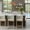 thumbnail image 2 of Nathan James Cohen Mid Century Modern Bar Stool, Upholstered Faux Leather Counter Stool with Back and Solid Wood Legs, Off White, 2 of 8
