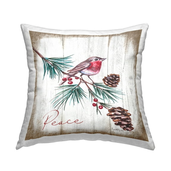 Stupell Industries Seasonal Rustic Bird Decorative Printed Throw Pillow Design by Elizabeth Tyndall