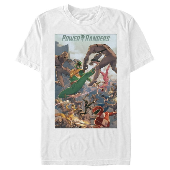 Men's Power Rangers Battle Time Poster  Graphic Tee White X Large