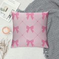 thumbnail image 2 of Creowell Pillow Covers Bows Home Furnishing Throw Pillow Cover Square Short Plush Square Design 18x18in, 2 of 5
