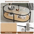 thumbnail image 4 of Garvee 2 Tier Oval Rattan Coffee Table 37.4 x 19.6 x 18.1", with Storage, Black, 4 of 9