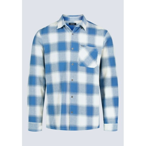 Buffalo David Men's Sinclair Plaid Flannel Button-Front Shirt Coronet Blue-Small