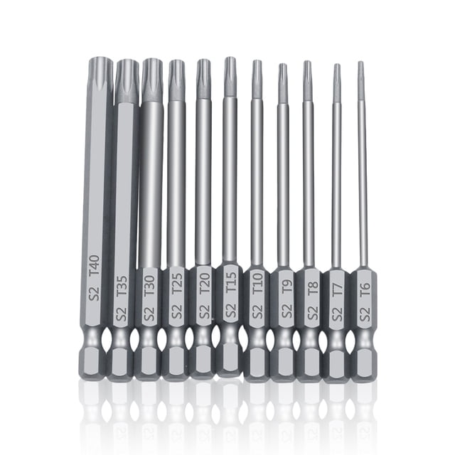 Riwesomey Juego de 11 puntas de destornillador, herramientas de atornillado con mango Hexagonal, aleación de acero Torx, carpintería, mano de reparación Herramientas eléctricas 100 mm Riwesomey TO001011-02