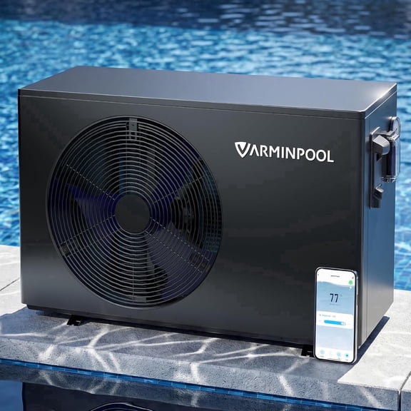 30000 BTU Pool Heat Pump For Inground Pool Heater 120V Swimming Pool Heater Above Ground 8000 Gallon Heating Cooling WiFi Control Schedule