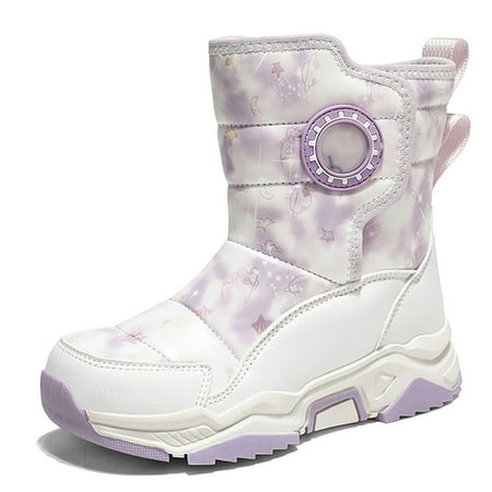 Stepedia Girls Snow Boots Waterproof Outdoor Warm Slip Boys Winter Shoes for Kids  White Purple 13 Little Kid