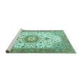 thumbnail image 2 of Ahgly Company Machine Washable Indoor Round Medallion Turquoise Blue Traditional Area Rugs, 5' Round, 2 of 4