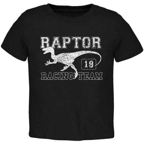 Dinosaur Velociraptor Raptor Racing Toddler T Shirt Black 2T