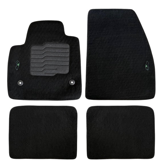 Carpet Floor Mats for 2017 to 2023 GMC Acadia with Non Slip Driver Heel Pad and Safety Locks, Front and Rear, Black