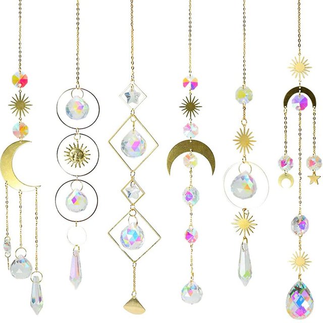 piezas de atrapasol de cristales coloridos para colgar con cadena, adorno colgante, bolas de cristal, como se muestra