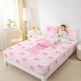 thumbnail image 3 of Erosebridal Pink T Personalized Initial Queen Sheet Sets 4 Pieces For Girls Teens,Kawaii Ribbon Bow Knot Girl Bed Set, 3 of 5