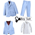 thumbnail image 2 of Visaccy Boys Formal Suit Set Slim Fit Boy Suit Wedding Suit Ring Bearer Suit Sky Blue Adjustable Waist 2T, 2 of 5