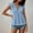 Light Blue, variant on Women's Lace Trimmed V Neck Ruffled Sleeve Flared Eyelet Tank Blouse Top L