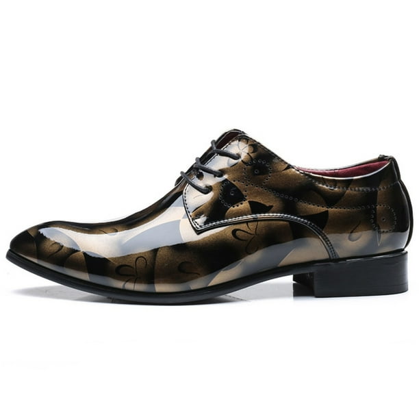 Mens Metal Pointed Metal Toe Patent Leather Dress Formal Shoes Snakeskin  Pattern