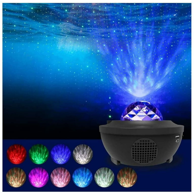 Lumiparty Starry Ocean Wave Night Light with Remote Control, 360° Rotating  Bluetooth USB LED Projection Lamp for Kids Adults Gift