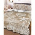 thumbnail image 3 of Quilts Twin-XL Size Bedding Set, Brown Coastal Lightweight Quilted Comforter, Nautical Starfish Coral Jellyfish Shell Sea Soft Bedspread Coverlet with Pillow Covers for All Season, 68" x 98", 3 of 7
