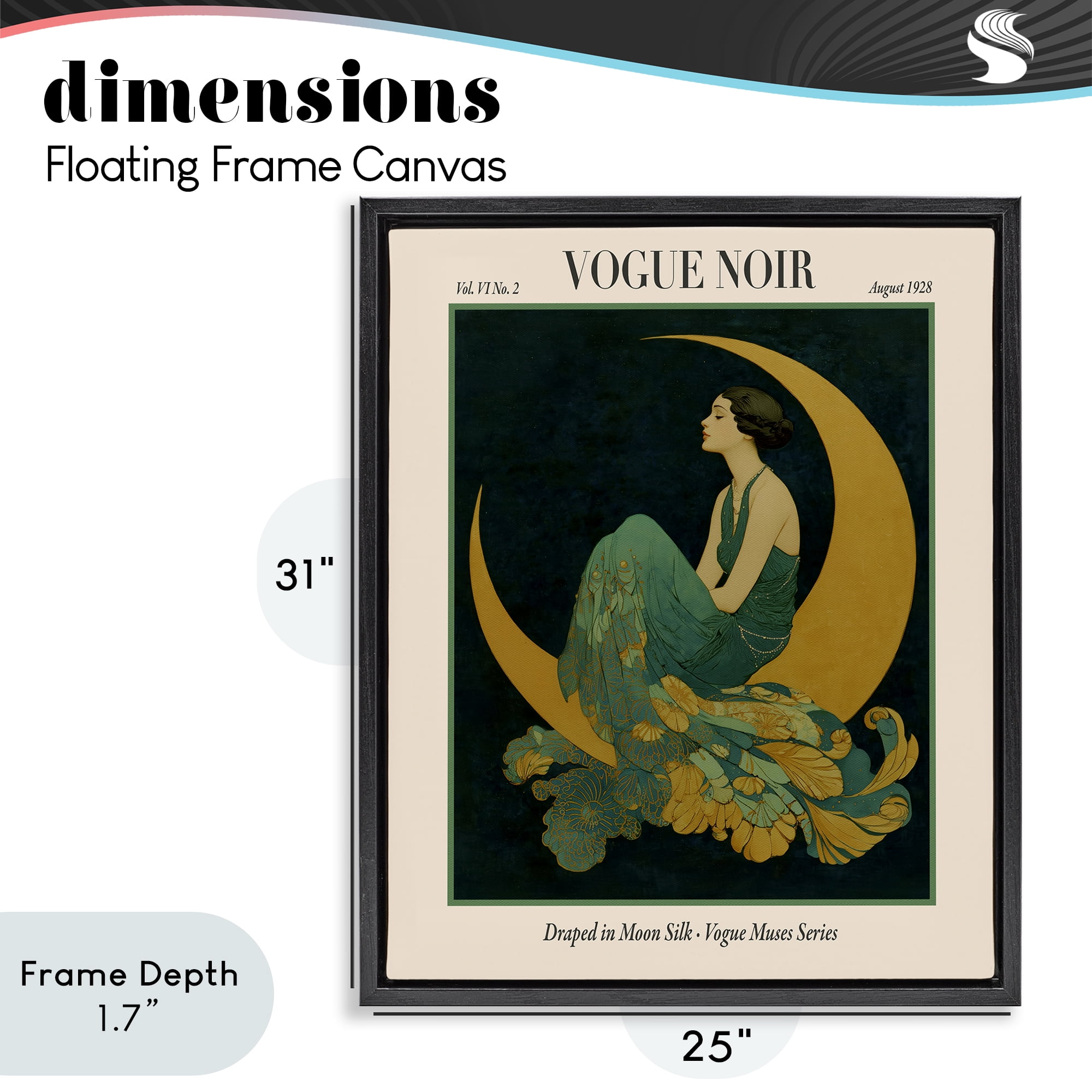 Stupell Industries Draped In Moon Silk Black Framed Floater Canvas Wall Art, design by A Barefoot Stylist