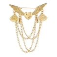 thumbnail image 2 of SmartBy Retro Angel Wing Heart Shirt Suit Collar Tip Lapel Brooch Pin with Chain Tassel, 2 of 7
