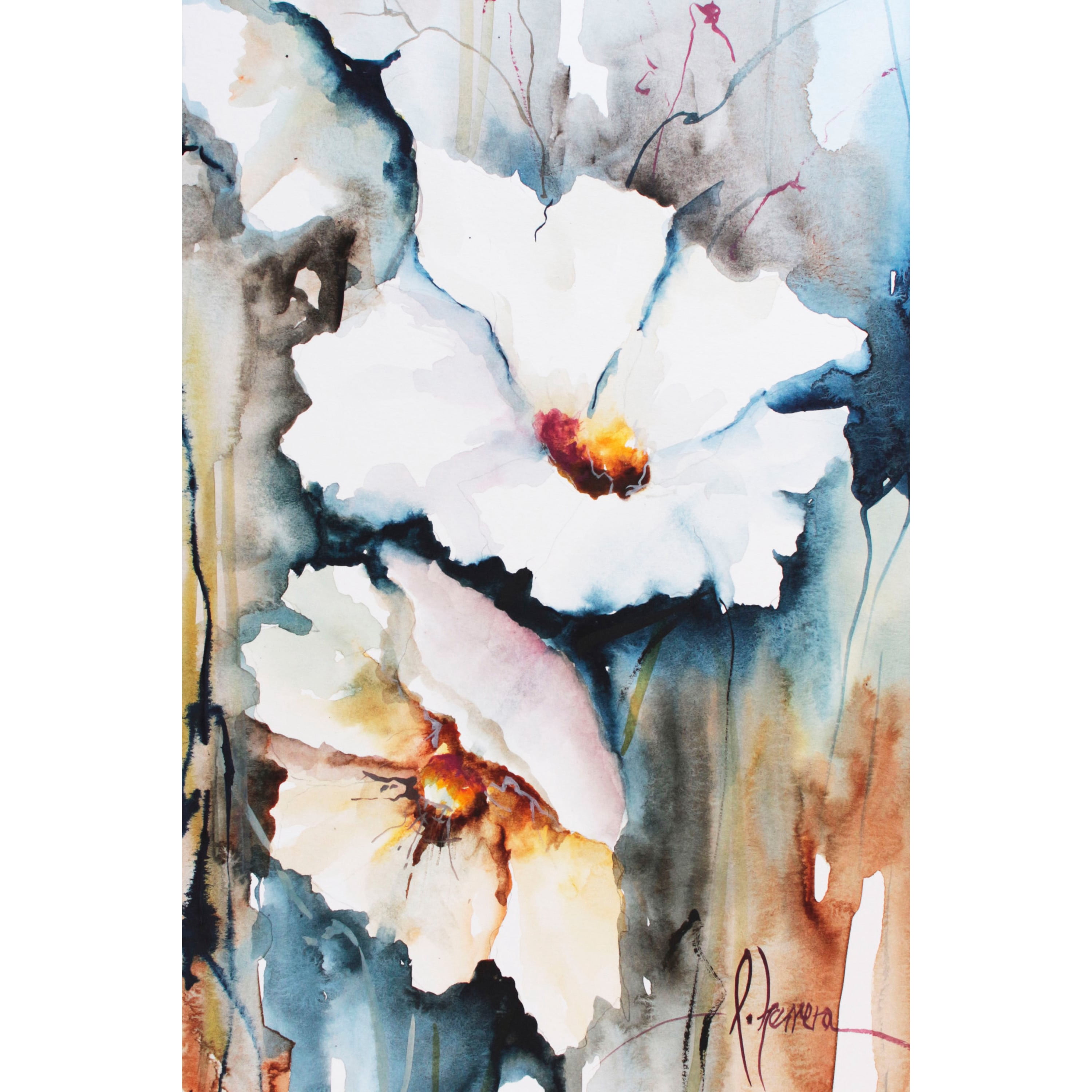 Marmont Hill "White Floral Spread II" Painting Print on Wrapped Canvas