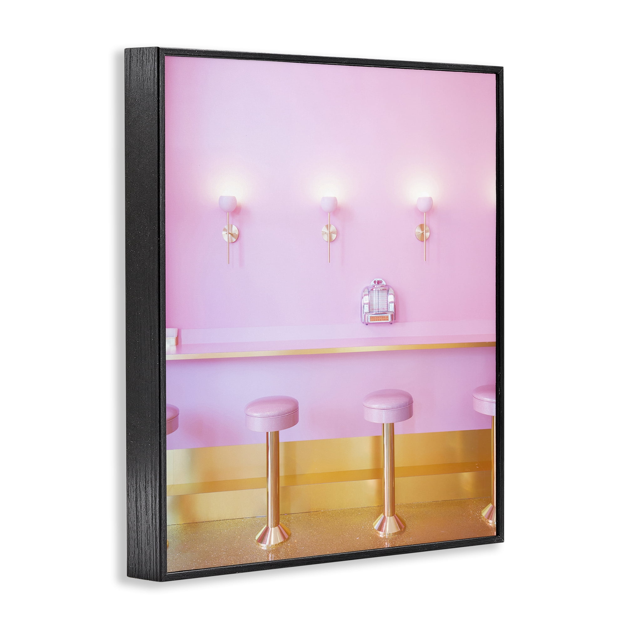 Stupell Industries Pink Retro Dessert Parlor Black Framed Giclee Art, design by LISH Creative
