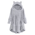 thumbnail image 1 of gakvbuo Fleece Jacket For Women Cat Hoodie With Ears&Button Down Pullover Hoodie Fleece Hooded Sweatshirt Cat Ear Irregular Plush Solid Long Sleeve Warm Winter Oversized Outwear With Pocket, 1 of 6