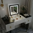 Euroco Modern Vanity Set with Fliptop Mirror and LED Light, Dressing