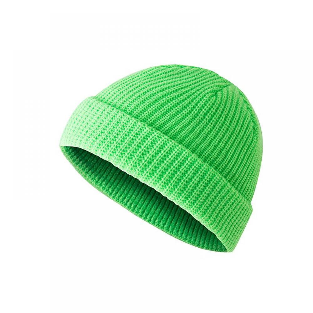 Fashion Women Men Winter Hat Knitted Beanies Hats Unisex Solid Green Casual Caps 