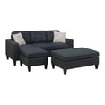 thumbnail image 4 of Poundex Fabric Compact Sectional Sofa Set with Cocktail Ottoman in Black, 4 of 6