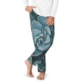 thumbnail image 2 of Wukai Blue Color Cactus Print Teenagers' Pajama Pant Sleep Pajama Lounge Pant PJ Bottoms with Pockets and Button Fly(Available in Big & Tall)-Medium, 2 of 6