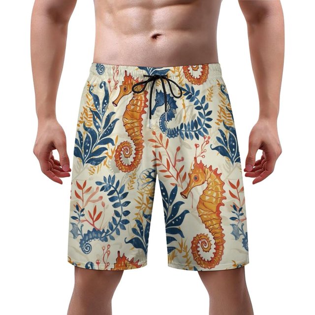NICKSUN Men's Swim Trunks, Cute Print Quick Dry Summer Board Beach Shorts with Mesh Lining and Pockets