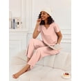 thumbnail image 5 of Ekouaer 2 Piece Womens Pajamas Short Sleeve Top and Long Pants Pjs Set Printed Sleepwear with Pocket Valentine's Day Party, 5 of 6