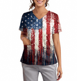 thumbnail image 3 of Iaqnaocc 4th of July Scrubs for Women USA Flag Stars Stripes Nurse Uniforms Trendy V Neck Side Slits Scrub Shirt Holiday Short Sleeve Tees Blouse with Pockets Navy XL, 3 of 4