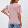 thumbnail image 3 of Camisa de manga corta acampanada con cuello en V para mujer, Top informal de verano para ocio, oficina y escuela, 3 of 5