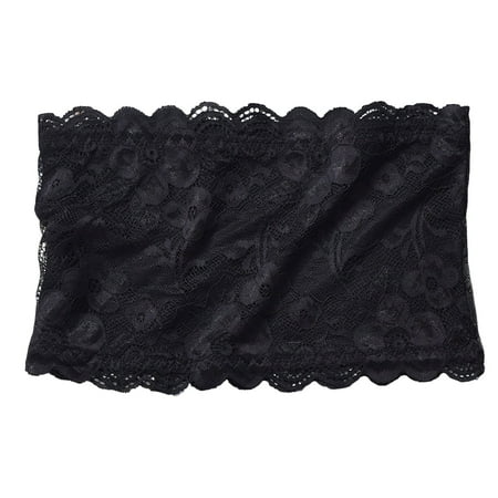 Tanghaowl Strapless Bra Lace Bandeau Top Women s Bra Without Underwire Padded Bralette Tube Top With Transparent Straps Womens Sports Bra with Pads