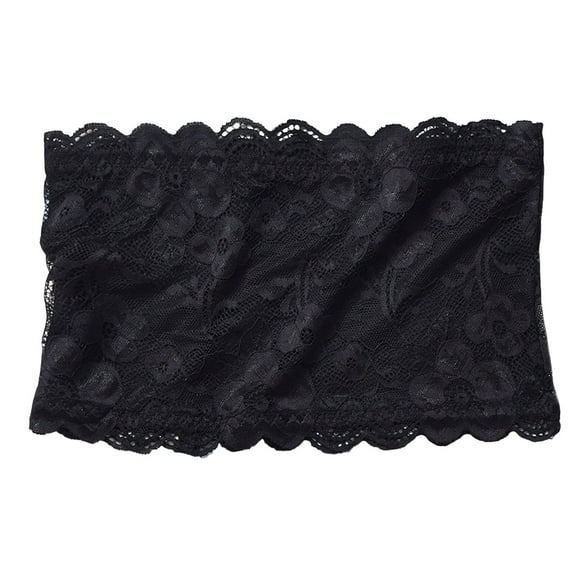Xiaoxatg Strapless Bra Lace Bandeau Top Women's Bra Without Underwire Padded Bralette Tube Top With Transparent Straps Brassiere for Women