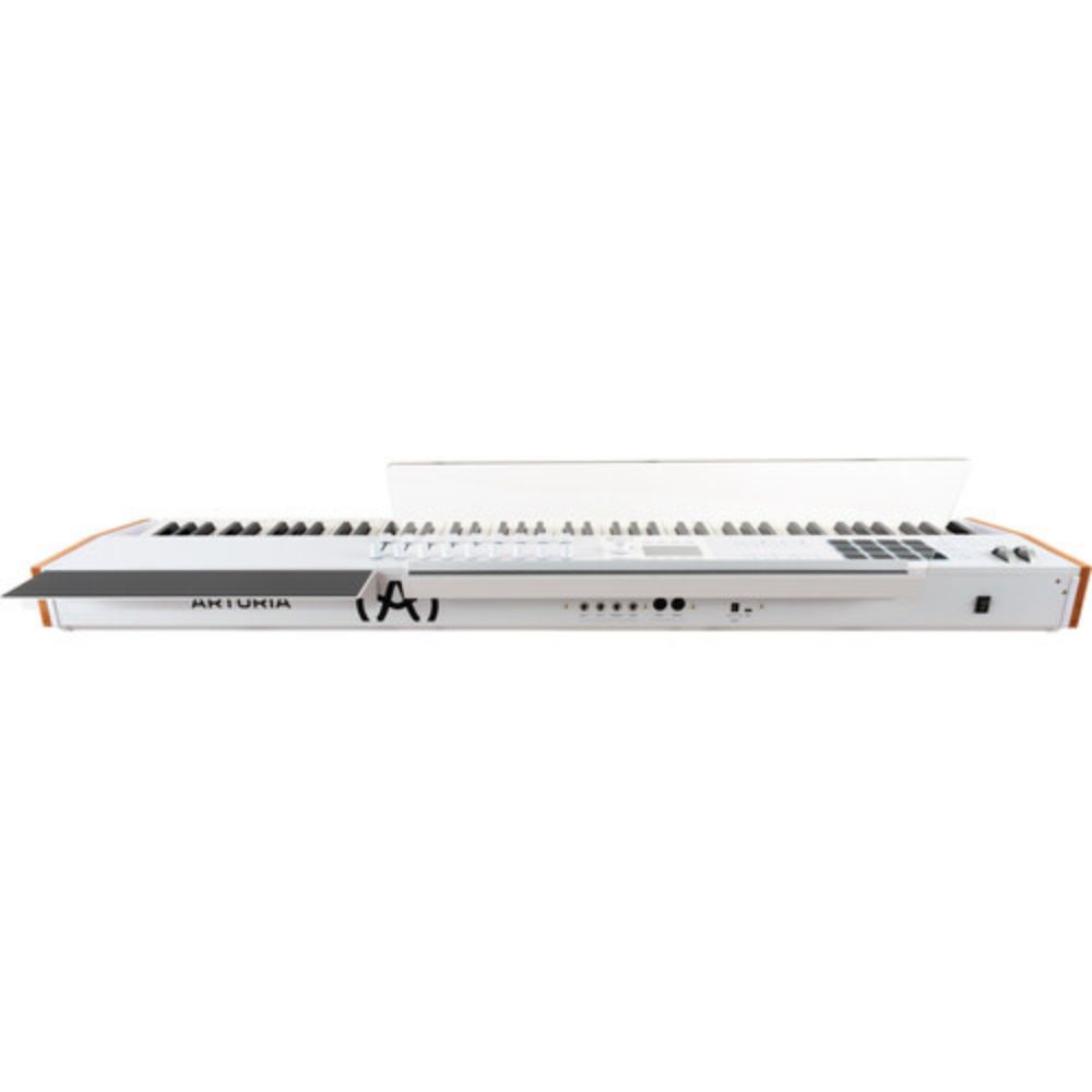 Arturia KeyLab 88 mk3 88-Key Hammer-Action Universal MIDI Controller (White) Bundle with Arturia Wooden Legs for 88 MkII/PolyBrute Stand, Kaces KKC-LG Large Stretchy Keyboard Dust Cover
