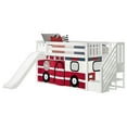 thumbnail image 3 of Low Bunk With Stairs, Easy Slide & Firetruck Curtain, White, 3 of 10