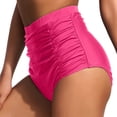 thumbnail image 4 of Linfrsh Women Mid Rise Bikini Bottoms Full Coverage Swimsuit Ruched Swim Bottom Hot Pink,L, 4 of 6