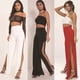 thumbnail image 5 of Pantalones de pierna recta con abertura lateral para mujer, pantalones sexys con pierna abierta para mujer, 5 of 6