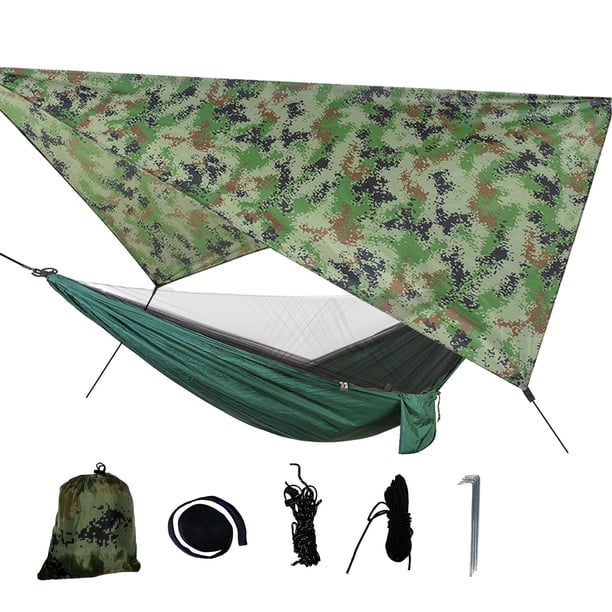 Xihbxyly Hamaca de Camping con Mosquitera, Diseño Ligero y Portátil, Lona Impermeable de Nailon Resistente, Protección Uv, Instalación Rápida para Senderismo y Aventuras Al Aire Libre, Tamaño 290 X 1
