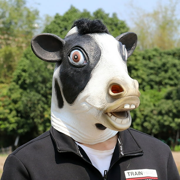 Máscara de Cabeza de animal TBKOMH para Halloween Cabeza de Vaca Divertida