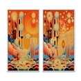 thumbnail image 2 of Designart "Retro Futuristic Dreamscapes Urban Visions I" Abstract Landscape Framed Wall Art Set Of 2 - Modern Orange Frame Gallery Set For Office Decor, 2 of 6