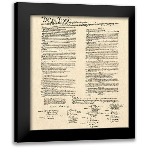 Continental Congress 12x13 Black Modern Framed Museum Art Print Titled - Constitution Document