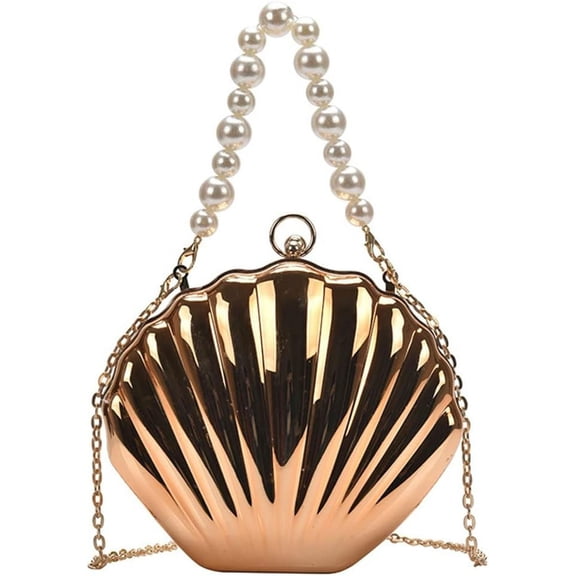 Kukuzhu Acrylic Shell Evening Bags Women Chic Pearl Evening Handbag Wedding Party Shoulder Bag