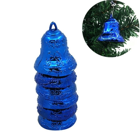 Silver Bells Christmas Is Here 6Pcs Christmas Bell Christmas Tree Ornaments Xmas Decorative Pendant ()