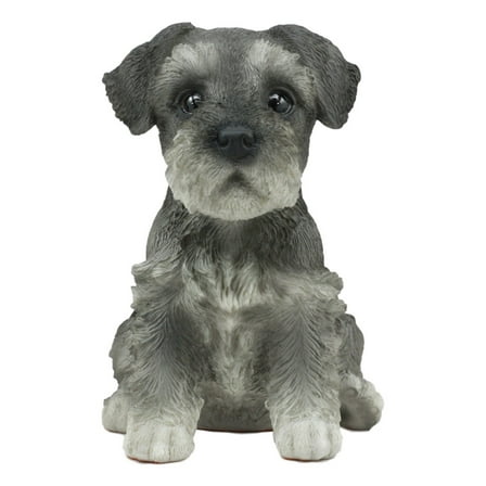 Realistic Miniature Schnauzer Puppy Statue 6.5"Tall Animal Dog Collectible