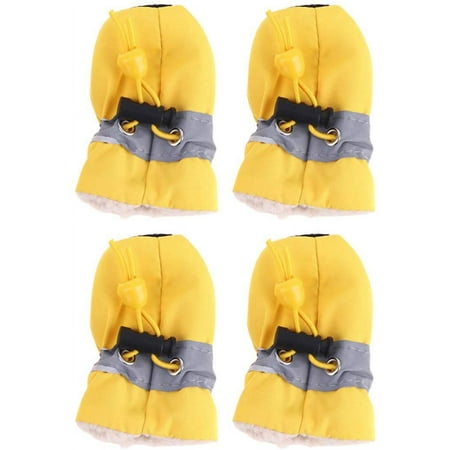 Boots Dog Rain Boot Winter Snow Dog Snow Shoes with Adjustable Straps and Anti-Slip Sole Paw Protectors Dog Rain 4Pcs for Small Medium Dogs (Yellow) Doggy Snow Dog Shoes Doggie Snow Boots