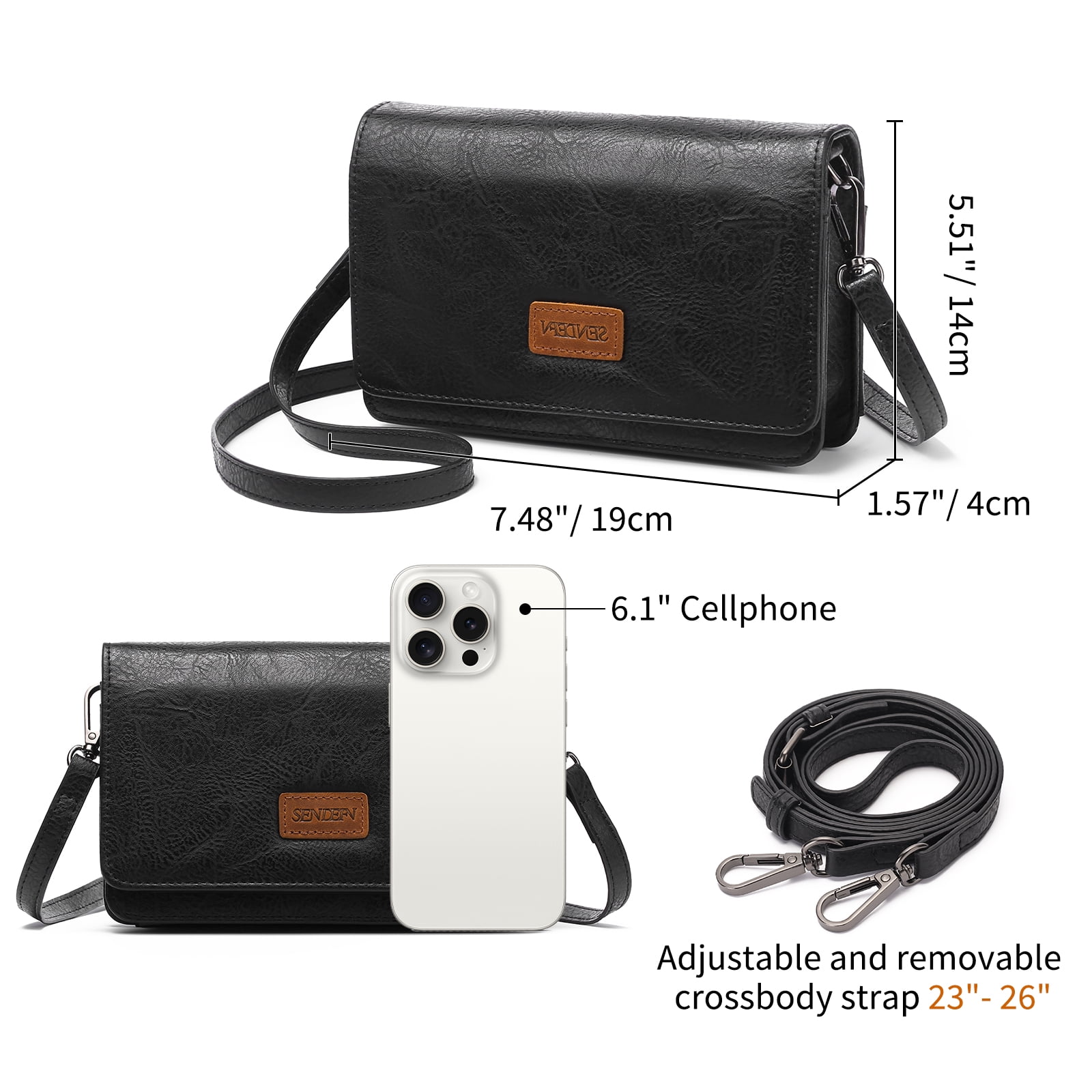 Sendefn Crossbody Bags For Women,Wallet Phone Purse Shoulder handbags Multi-Function Small RFID Clutch Card Holder