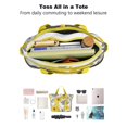 thumbnail image 4 of Tote Bag for Women - Yellow and Gray Pioneer Flower Shoulder Bag - Large Utility Work Duffle Bag with Zipper Handbag for Travel, Work, Sprots, 4 of 5