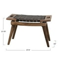 thumbnail image 2 of Creative Co-Op Mango Wood Stool with Woven Leather Top, Black and Natural, 2 of 6