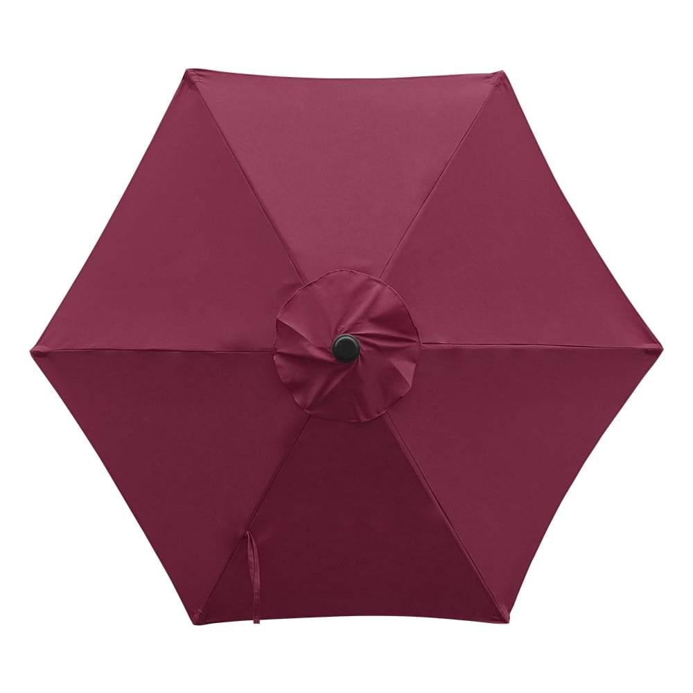 Kool 7.5ft Patio Umbrella with Crank Handle, Outdoor Market Umbrella with 6 Sturdy Umbrella Ribs Waterproof for Garden, Deck, Backyard, Pool, Burgundy